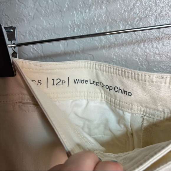 Talbots Wide Leg Cream Crop Chino Pants - Picture 5 of 7